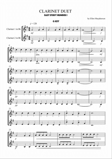 Easy Duet - Clarinet Study in G