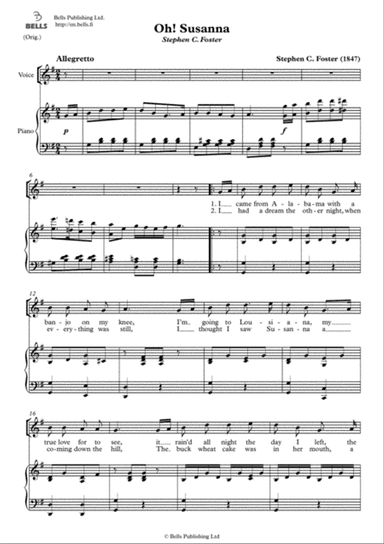 Oh! Susanna (Original key. G Major)