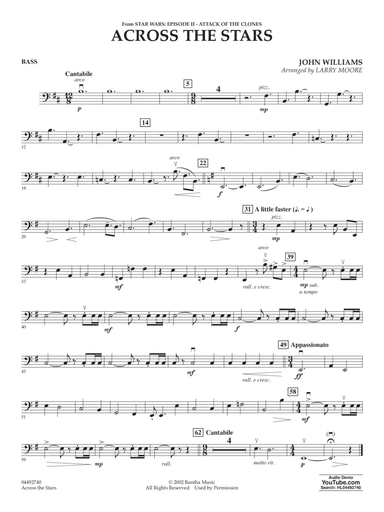 Across The Stars (from Star Wars: Attack of the Clones) (arr. Moore) - Bass