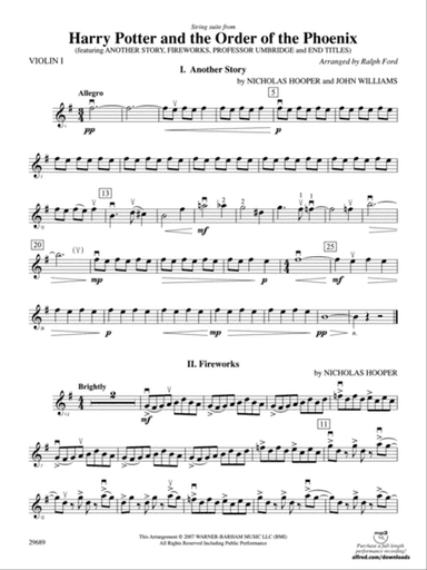 Harry Potter and the Order of the Phoenix, String Suite from: 1st Violin