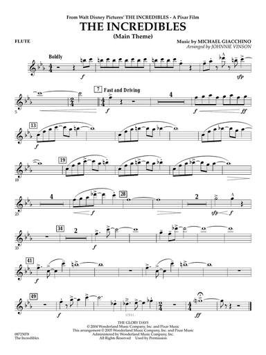 The Incredibles (Main Theme) (arr. Johnnie Vinson) - Flute