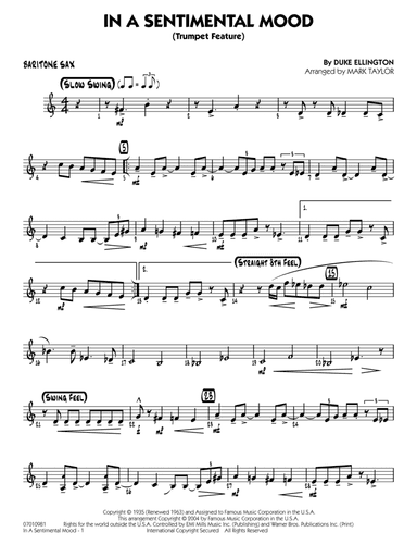 In a Sentimental Mood (arr. Mark Taylor) - Baritone Sax