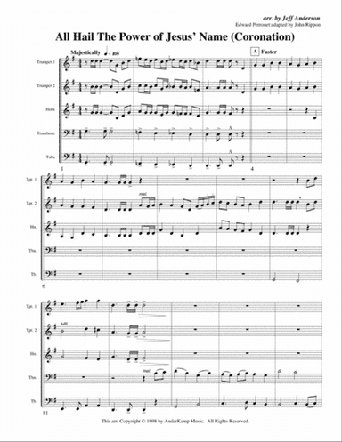 All Hail the Power of Jesus' Name (Coronation) for Brass Quintet