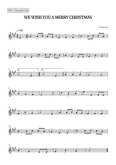 We Wish You a Merry Christmas for sax • easy Christmas sheet music