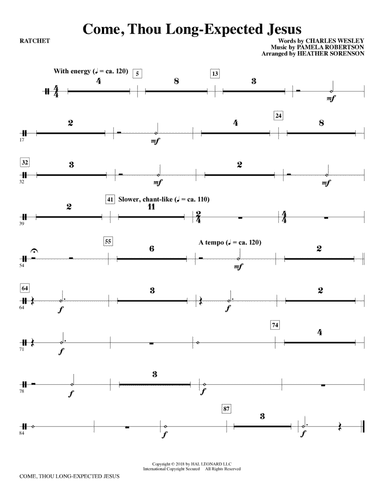 Come, Thou Long-Expected Jesus (arr. Heather Sorenson) - Ratchet