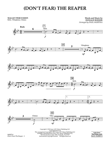 (Don't Fear) The Reaper (arr. Paul Murtha) - Mallet Percussion