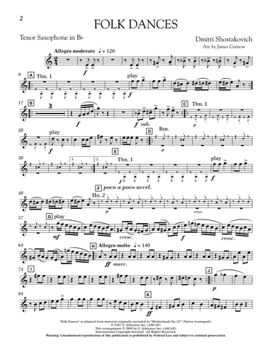 Folk Dances (arr. James Curnow) - Bb Tenor Saxophone