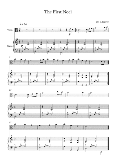The First Noel, For Viola & Piano