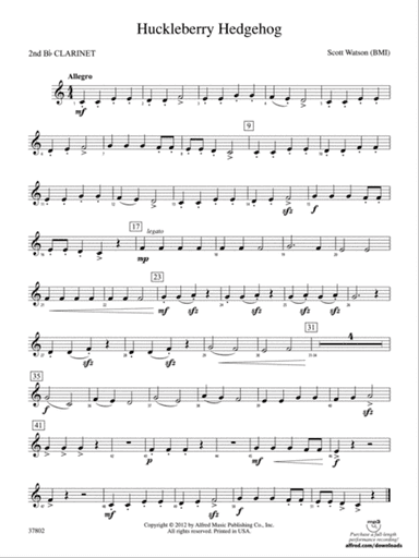 Huckleberry Hedgehog: 2nd B-flat Clarinet