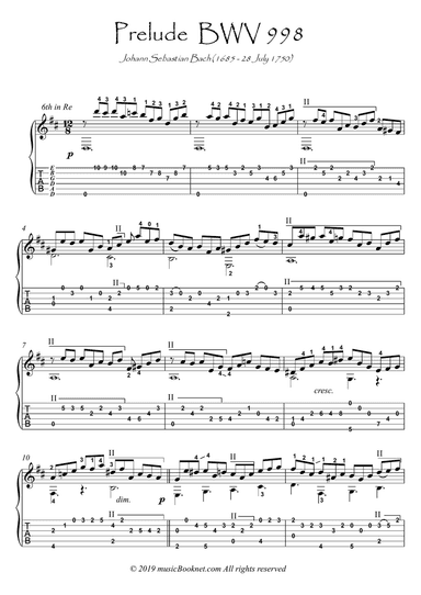 Bach for Guitar Prelude BWV 998
