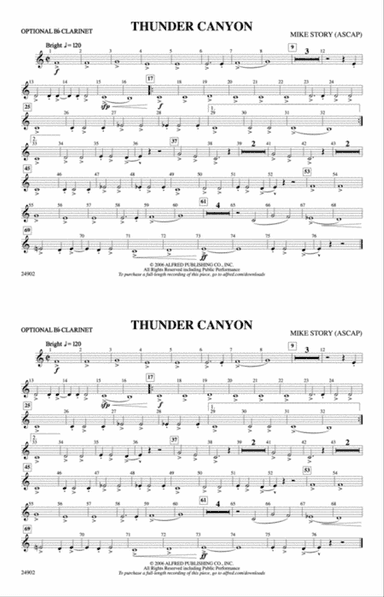 Thunder Canyon: Optional Bb Clarinet