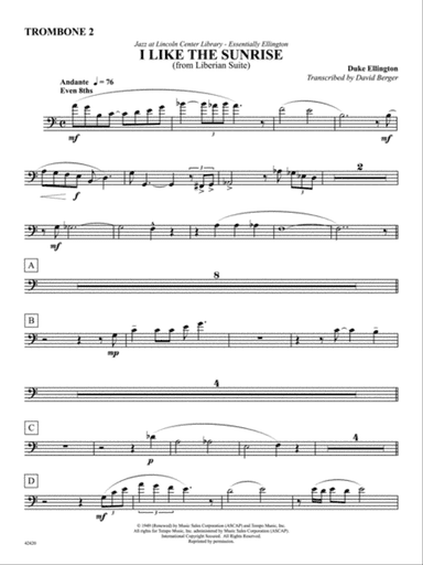 I Like the Sunrise (from the Liberian Suite): 2nd Trombone