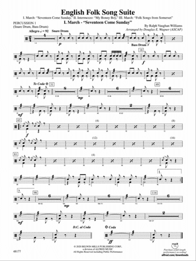 English Folk Song Suite: 1st Percussion