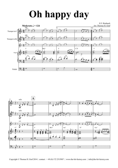 Oh happy day - Key: F - Gospel - Organ and Trumpet
