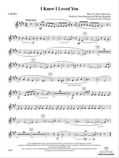 I Knew I Loved You: 1st F Horn