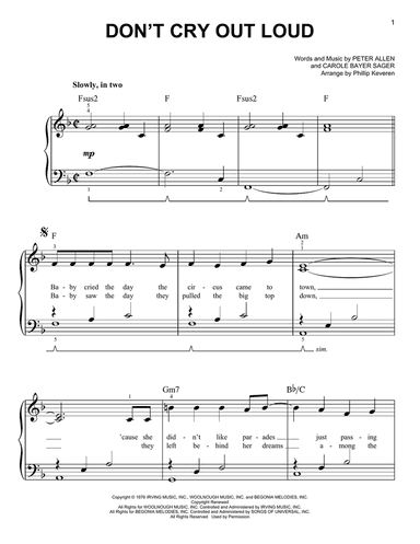 Don't Cry Out Loud (We Don't Cry Out Loud) (arr. Phillip Keveren)