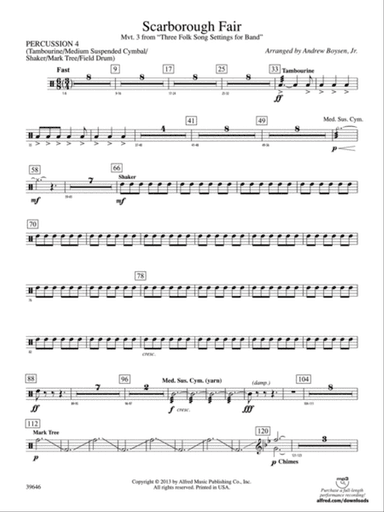 Scarborough Fair: 4th Percussion