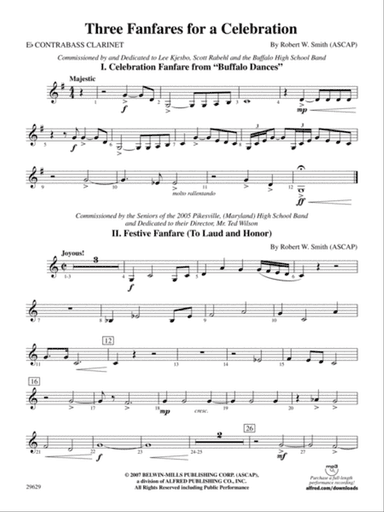 Three Fanfares for a Celebration: (wp) E-flat Contrabass Clarinet