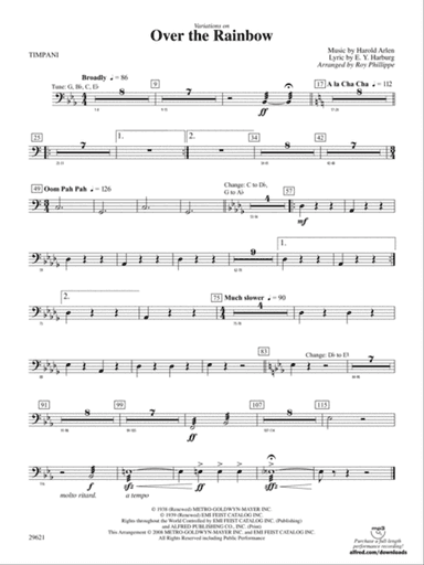 Over the Rainbow (from The Wizard of Oz), Variations on: Timpani