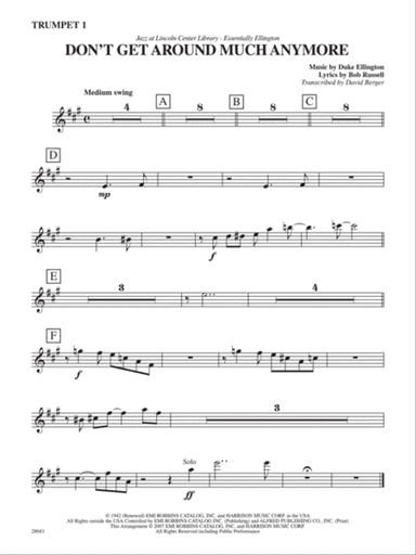 Don't Get Around Much Anymore: 1st B-flat Trumpet