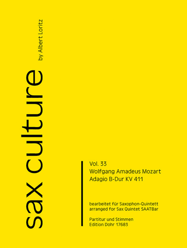 Adagio B-Dur KV 411 (fĂĽr Saxophonquintett/Saxophonorchester)
