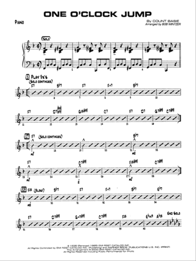 One O'Clock Jump: Piano Accompaniment