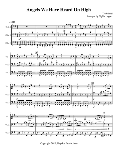 Angels We Have Heard on High - 3 cellos