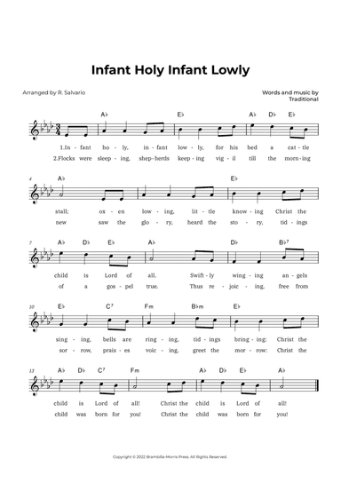 Infant Holy Infant Lowly (Key of A-Flat Major)