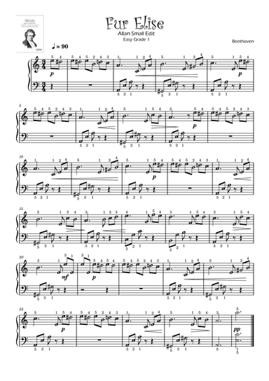 Fur Elise for Grade 1 (After Beginner's Level) with note names ~ Self Learning Series