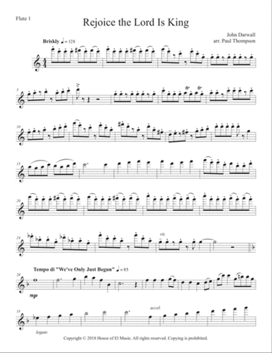 Rejoice, the Lord is King - Flute Quartet