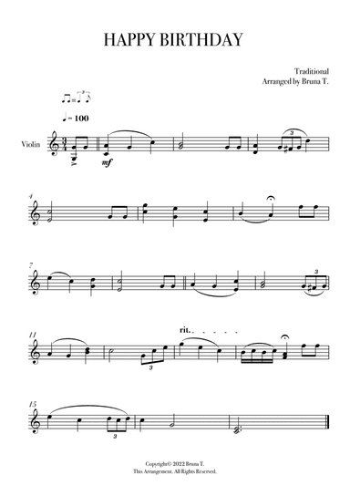 Happy Birthday (Violin)