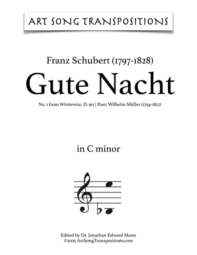 SCHUBERT: Gute Nacht, D. 911 no. 1 (transposed to C minor)