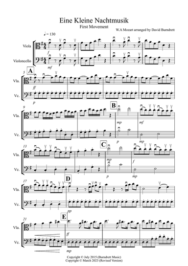 Eine Kleine (1st movement) for Viola and Cello Duet