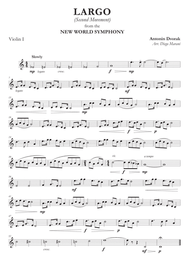 Largo from "New World Symphony" for String Quartet