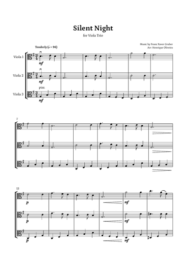 Silent Night (Viola Trio) - Beginner Level