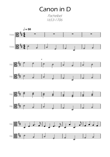 Canon in D Easy Viola Duet
