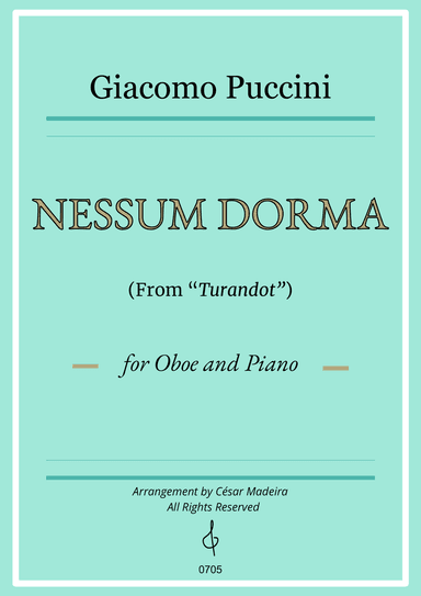 Nessun Dorma by Puccini - Oboe and Piano (Individual Parts)