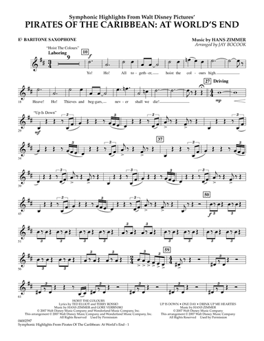 Highlights from Pirates of the Caribbean: At World's End (arr. Jay Bocook) - Eb Baritone Saxophone