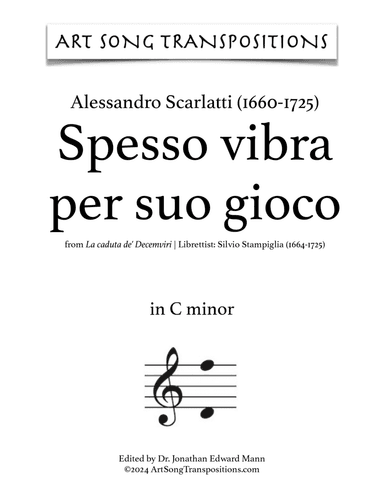 SCARLATTI: Spesso vibra per suo gioco (transposed to G minor, bass clef)