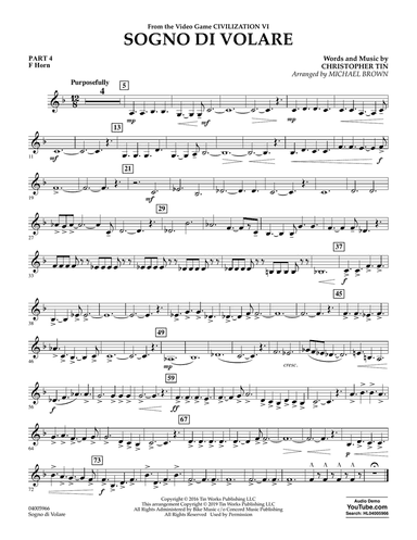 Sogno di Volare (from Civilization VI) (arr. Michael Brown) - Pt.4 - F Horn