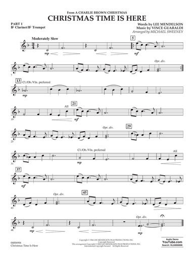 Christmas Time Is Here (arr. Michael Sweeney) - Pt.1 - Bb Clarinet/Bb Trumpet
