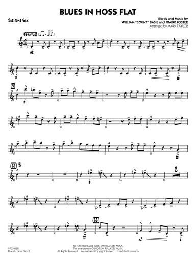 Blues in Hoss Flat (Blues in Frankie's Flat) (arr. Mark Taylor) - Baritone Sax