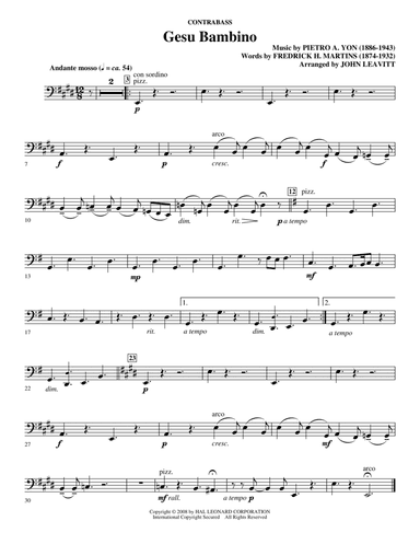 Gesú Bambino (arr. John Leavitt) - Contrabass