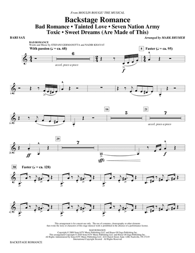 Backstage Romance (from Moulin Rouge! The Musical) - Baritone Sax