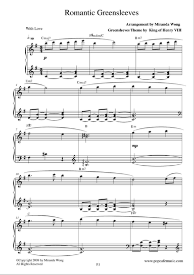 Romantic Greensleeves - Famous Piano Music No.13
