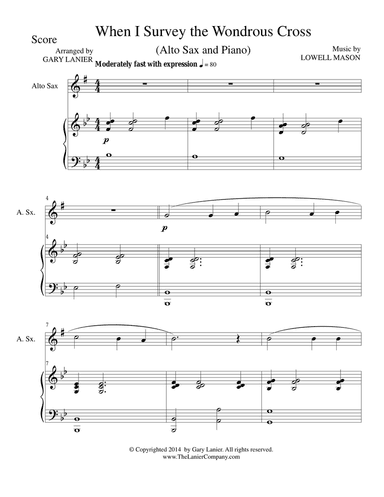 WHEN I SURVEY THE WONDROUS CROSS (Alto Sax/Piano and Sax Part)