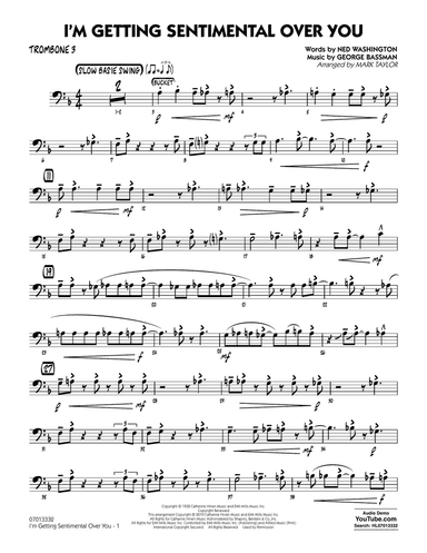 I'm Getting Sentimental Over You (arr. Mark Taylor) - Trombone 3