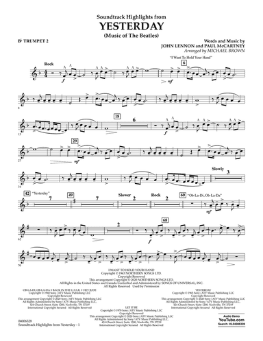 Highlights from Yesterday (Music Of The Beatles) (arr. Michael Brown) - Bb Trumpet 2