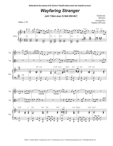 Wayfaring Stranger (with "I Want Jesus To Walk With Me") (Duet for Violin and Viola)
