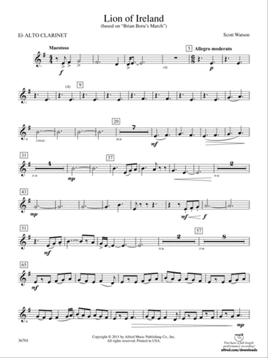 Lion of Ireland: (wp) E-flat Alto Clarinet